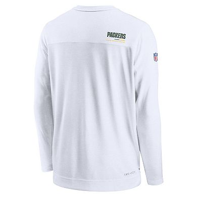 Men's Nike White Green Bay Packers UV Coach Long Sleeve Top