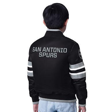 Youth Starter Black San Antonio Spurs Scout Varsity Full-Snap Jacket