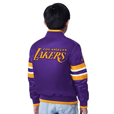 Youth Starter Purple Los Angeles Lakers Scout Varsity Full-Snap Jacket