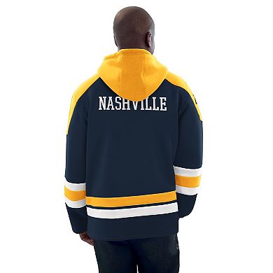 Men's Starter Navy/Gold Nashville Predators Hockey Pullover Hoodie