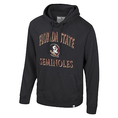 Men's Colosseum Black Florida State Seminoles Big & Tall Cap E-Tan Pullover Hoodie