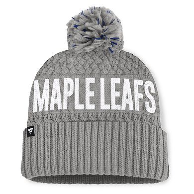 Women's Fanatics Gray Toronto Maple Leafs Heritage Tilly Cuffed Knit Hat with Pom