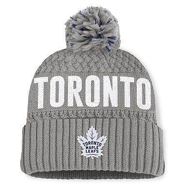 Women's Fanatics Gray Toronto Maple Leafs Heritage Tilly Cuffed Knit Hat with Pom
