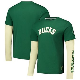 Unisex Stadium Essentials Hunter Green Milwaukee Bucks Spectator Twofer Long Sleeve T-Shirt