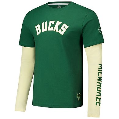 Unisex Stadium Essentials Hunter Green Milwaukee Bucks Spectator Twofer Long Sleeve T-Shirt