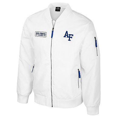 Men's Colosseum Air Force Falcons White Rabbit Full-Zip Bomber Jacket