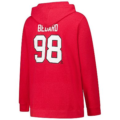 Women's Profile Connor Bedard Red Chicago Blackhawks Plus Size Name & Number Thermal Pullover Hoodie