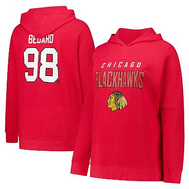 Women's Profile Connor Bedard Red Chicago Blackhawks Plus Size Name & Number Thermal Pullover Hoodie