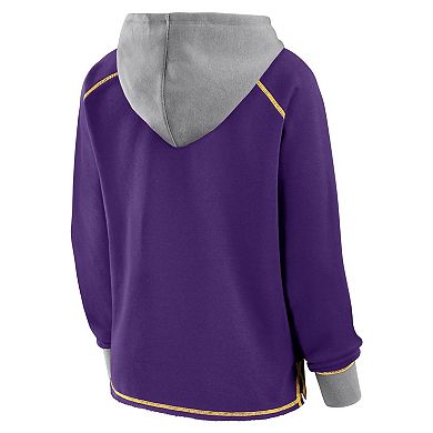 Women's Purple Minnesota Vikings Boom Fleece Pullover V-Neck Hoodie