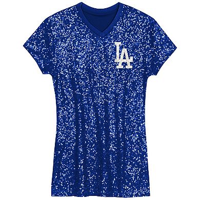Youth Royal Los Angeles Dodgers V-Neck Sequin Dress