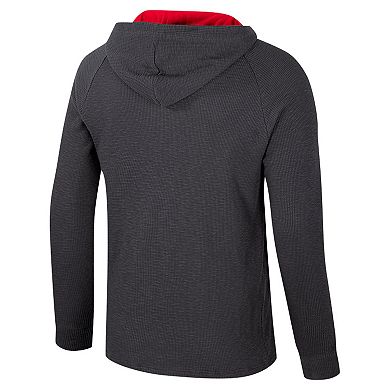 Men's Colosseum Charcoal Houston Cougars Dujour Ralgan Long Sleeve Henley Hoodie T-Shirt