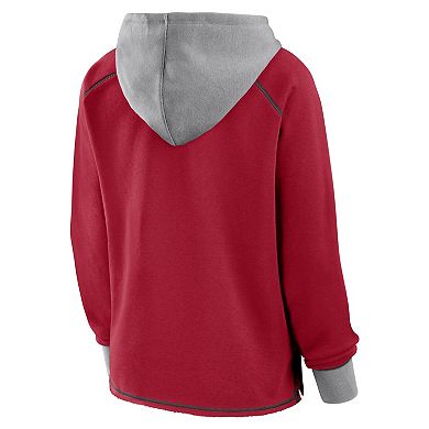 Women's Scarlet San Francisco 49ers Boom Fleece Pullover V-Neck Hoodie