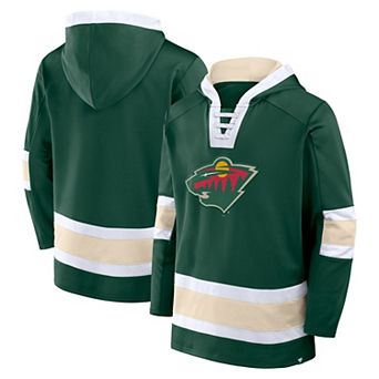 Men's Fanatics Green Minnesota Wild Inside Line Fleece Pullover Hoodie