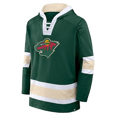 Men's Fanatics Green Minnesota Wild Inside Line Fleece Pullover Hoodie