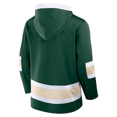 Men's Fanatics Green Minnesota Wild Inside Line Fleece Pullover Hoodie