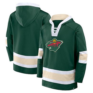 Men's Fanatics Green Minnesota Wild Inside Line Fleece Pullover Hoodie