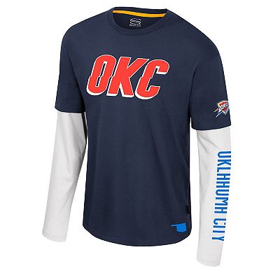 Unisex Stadium Essentials Navy Oklahoma City Thunder Spectator 2fer Long Sleeve T-Shirt