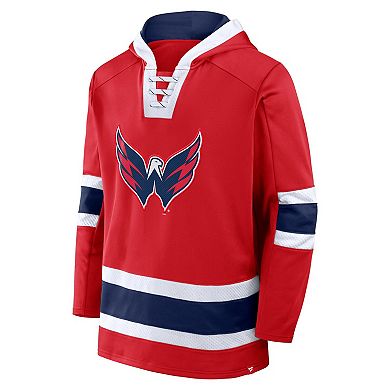 Men's Fanatics Red Washington Capitals Inside Line Fleece Pullover Hoodie