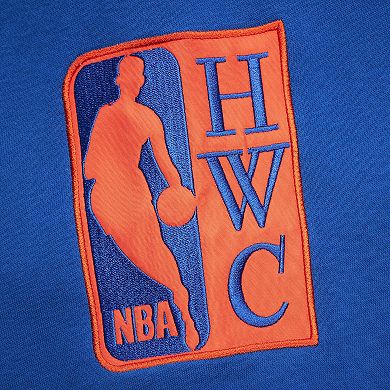Men's Mitchell & Ness Blue New York Knicks Hardwood Classics Heritage Lace-Up Pullover Sweatshirt