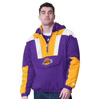 Men's Starter Purple/Gold Los Angeles Lakers Charger Half-Zip Pullover Jacket