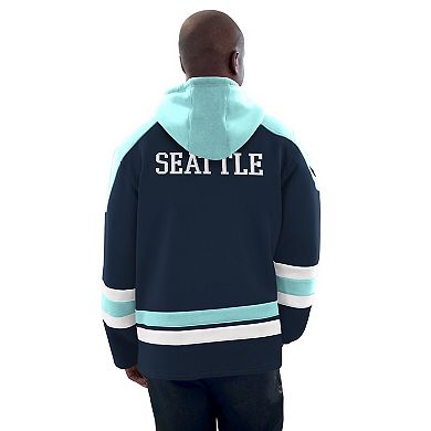 Men's Starter Deep Sea Blue/Light Blue Seattle Kraken Hockey Pullover Hoodie