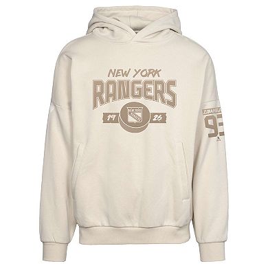 Men's Levelwear Mika Zibanejad Khaki New York Rangers Oversized Contact Name & Number Pullover Hoodie