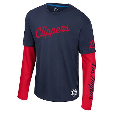 Unisex Stadium Essentials Navy LA Clippers Spectator 2fer Long Sleeve T-Shirt