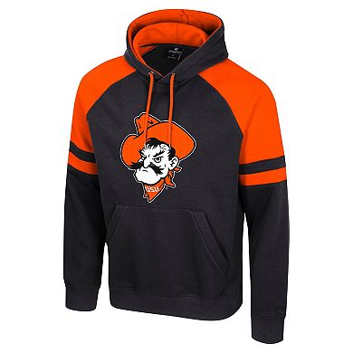 Men's Colosseum Black Oklahoma State Cowboys Todd Raglan Pullover Hoodie