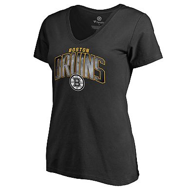 Women's Black Boston Bruins Arch Smoke V-Neck T-Shirt