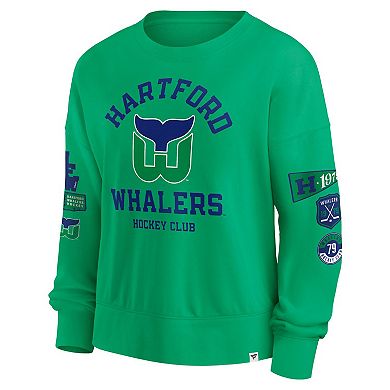 Women's Fanatics Green Hartford Whalers Oversized Vintage Go Team Pullover Sweatshirt