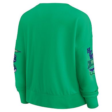 Women's Fanatics Green Hartford Whalers Oversized Vintage Go Team Pullover Sweatshirt