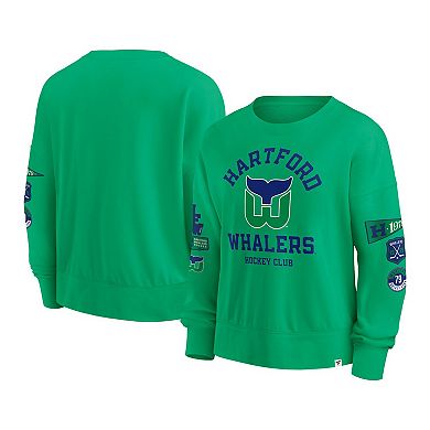 Women's Fanatics Green Hartford Whalers Oversized Vintage Go Team Pullover Sweatshirt