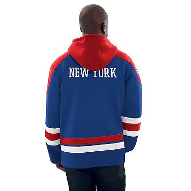 Men's Starter Blue/Red New York Rangers Hockey Pullover Hoodie