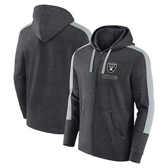 Men's Fanatics Heather Charcoal Las Vegas Raiders Gains Full-Zip Hoodie