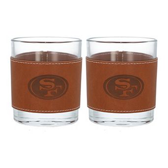 San Francisco 49ers 2-Pack 12oz Rocks Glass with Leather Wrap