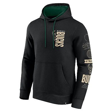 Men's Fanatics Black Milwaukee Bucks Game Time Crossover Pullover Hoodie