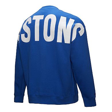 Men's Mitchell & Ness Blue Detroit Pistons Hardwood Classics There & Back 2.0 Vintage Pullover Sweatshirt