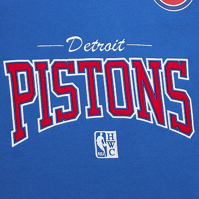 Men's Mitchell & Ness Blue Detroit Pistons Hardwood Classics There & Back 2.0 Vintage Pullover Sweatshirt