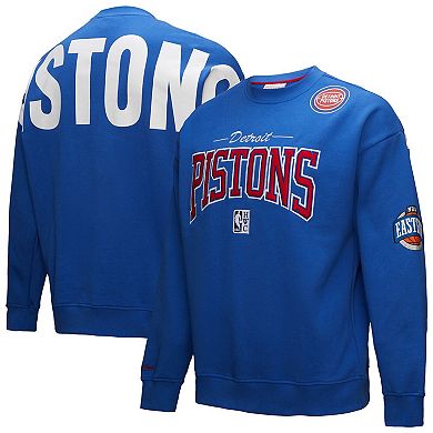 Men's Mitchell & Ness Blue Detroit Pistons Hardwood Classics There & Back 2.0 Vintage Pullover Sweatshirt