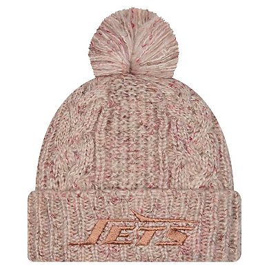 Women's New Era Stone New York Jets Trendy Tone Cuffed Knit Hat with Pom