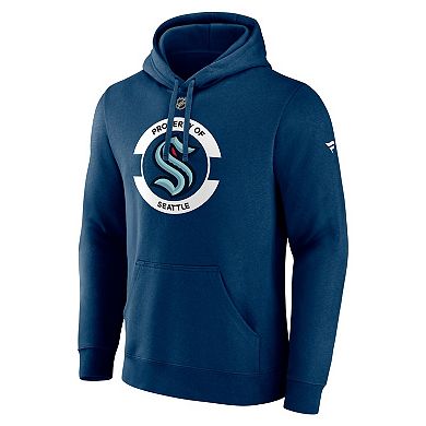Men's Fanatics Deep Sea Blue Seattle Kraken Authentic Pro Core Secondary Fleece Pullover Hoodie
