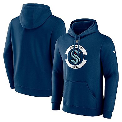 Men's Fanatics Deep Sea Blue Seattle Kraken Authentic Pro Core Secondary Fleece Pullover Hoodie
