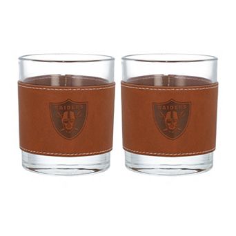 Las Vegas Raiders 2-Pack 12oz Rocks Glass with Leather Wrap