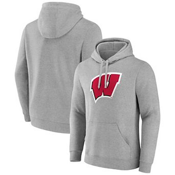 Men's Fanatics Gray Wisconsin Badgers Primary Logo Pullover Hoodie