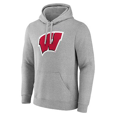 Men's Fanatics Gray Wisconsin Badgers Primary Logo Pullover Hoodie