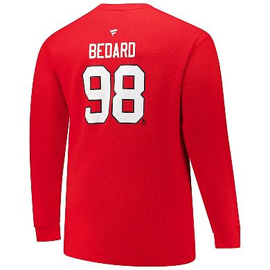 Men's Profile Connor Bedard Red Chicago Blackhawks Big & Tall Name & Number Thermal Pullover Sweatshirt