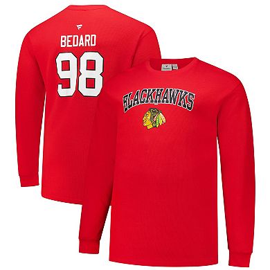 Men's Profile Connor Bedard Red Chicago Blackhawks Big & Tall Name & Number Thermal Pullover Sweatshirt
