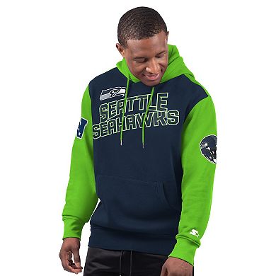 Men's Starter College Navy Seattle Seahawks Extreme Pullover Hoodie