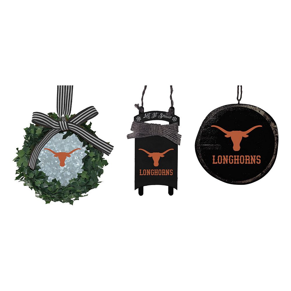 The Memory Company Texas Longhorns Three-pack Wreath, Sled & Circle 