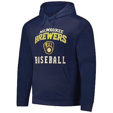 Men's Dunbrooke Navy Milwaukee Brewers Champion Pullover Hoodie